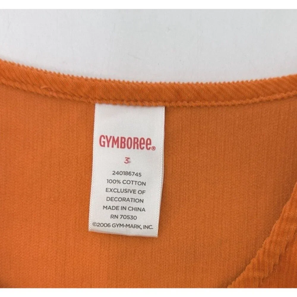 GYMBOREE Girl’s Orange Corduroy Button Front Embroidered‎ Vest Sz 3